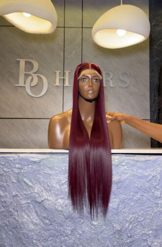 dark burgundy bone 26' 4x4 closure wig