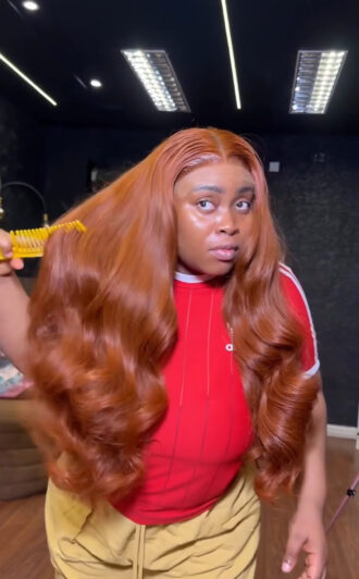 dark orange bodywavy 26' 6x6hd wig