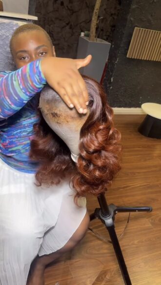 2 tone black/brown bounce 20/18/16 frontal wig