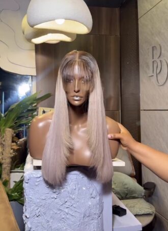 Layered grey 24' fringe 4x4 wig